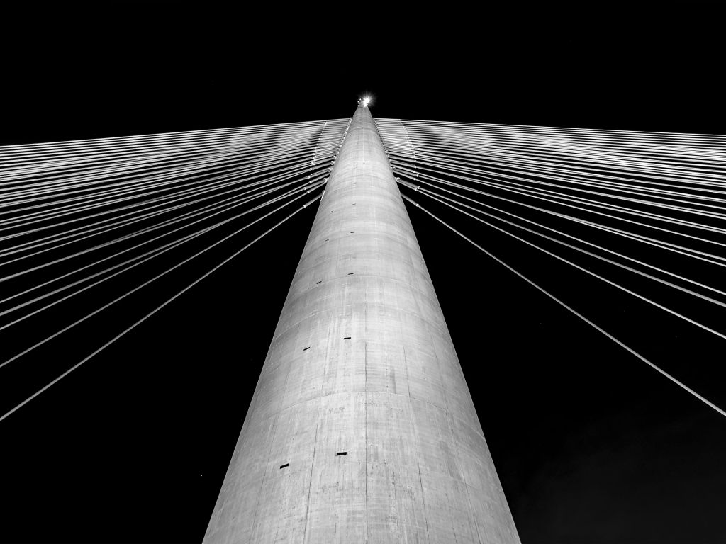 Ada Bridge pylon over the Sava river in New Belgrade